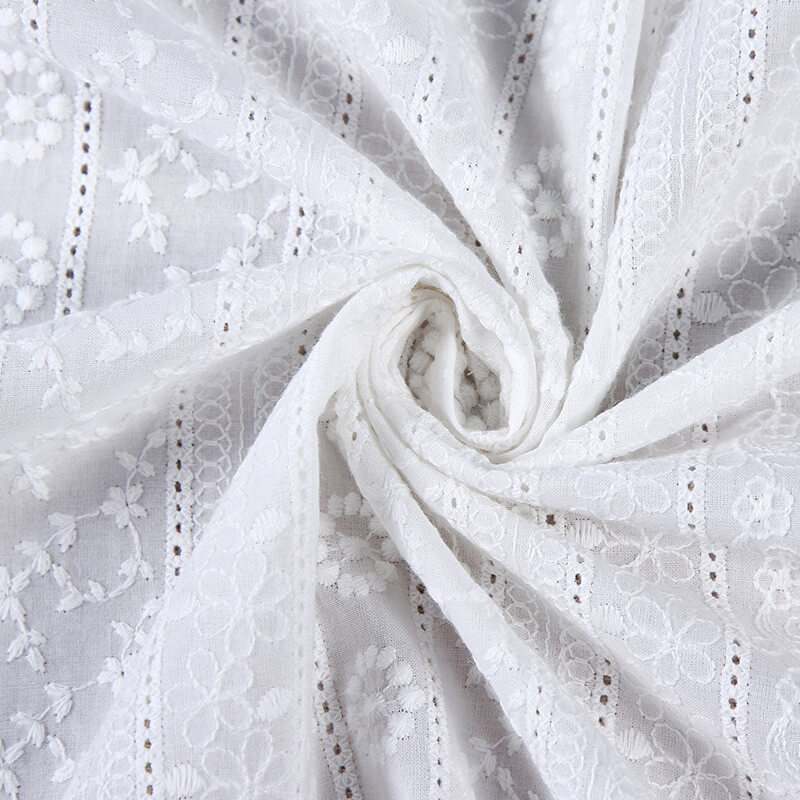 Embroidered Fabric Cutwork 100% Cotton for Women's Wear Wholesale Supp 5